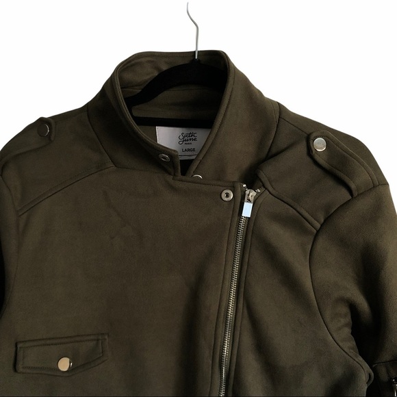 Sixth June Paris green faux suede moto jacket - Picture 2 of 6